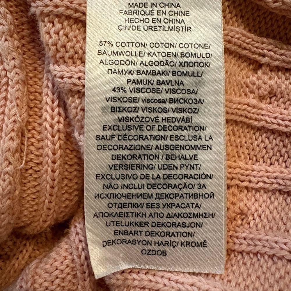 Lauren Ralph Lauren Pink Cable Knit Full Zip Sweater Silver Crest Logo Sz M - Picture 11 of 11